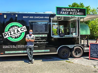 Marshall Sampson with the Pizza Co. Food Truck 